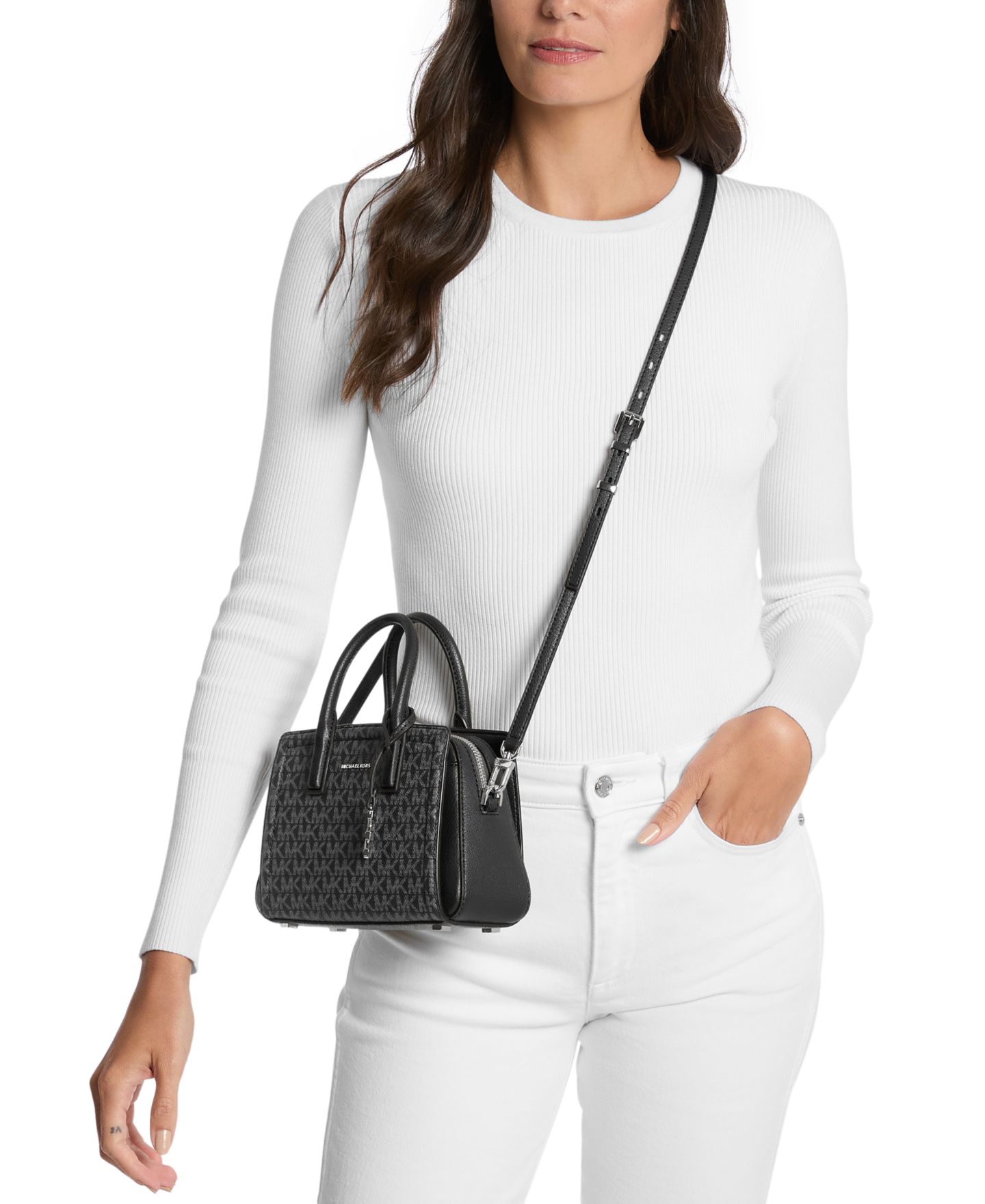 Женская сумка Michael Kors Laila Extra Small Signature Logo Crossbody, цвет: Чёрный — фото 3