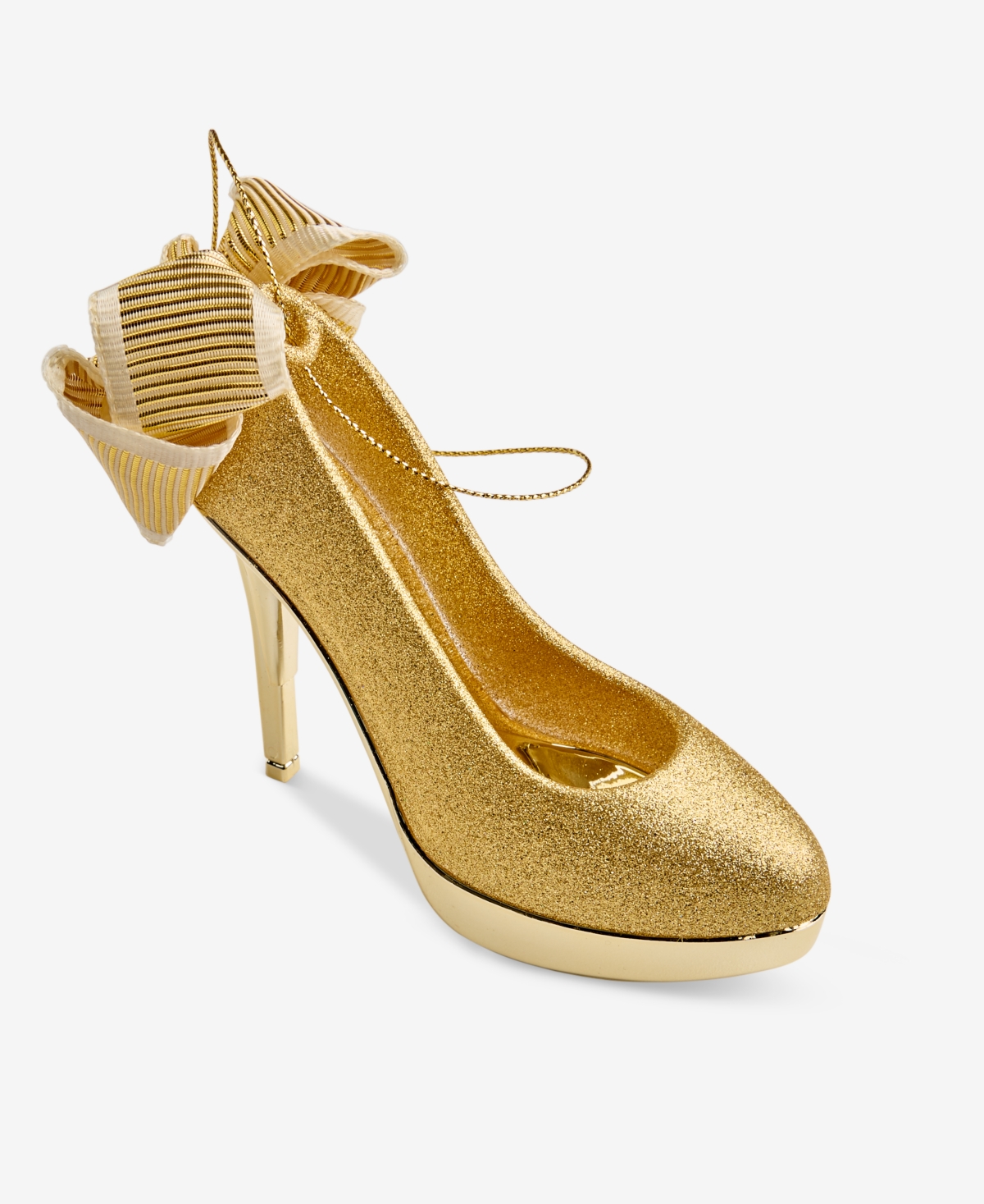 Holiday Lane Christmas Glitters Bow-trim Shoe Ornament, Macy's Exclusive In Transparent