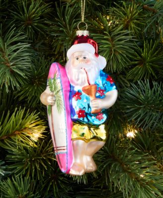 Hawaii Glass Surfing Santa Ornament, Macy's Exclusive