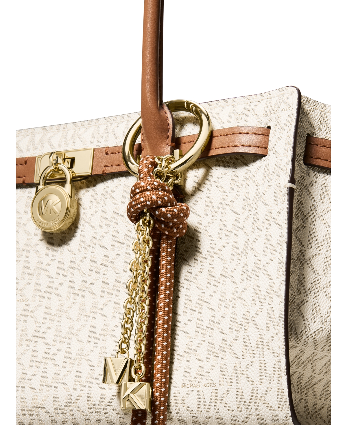 Michael Kors Michael  Hamilton Moderne Small Signature Logo Satchel In Neutral