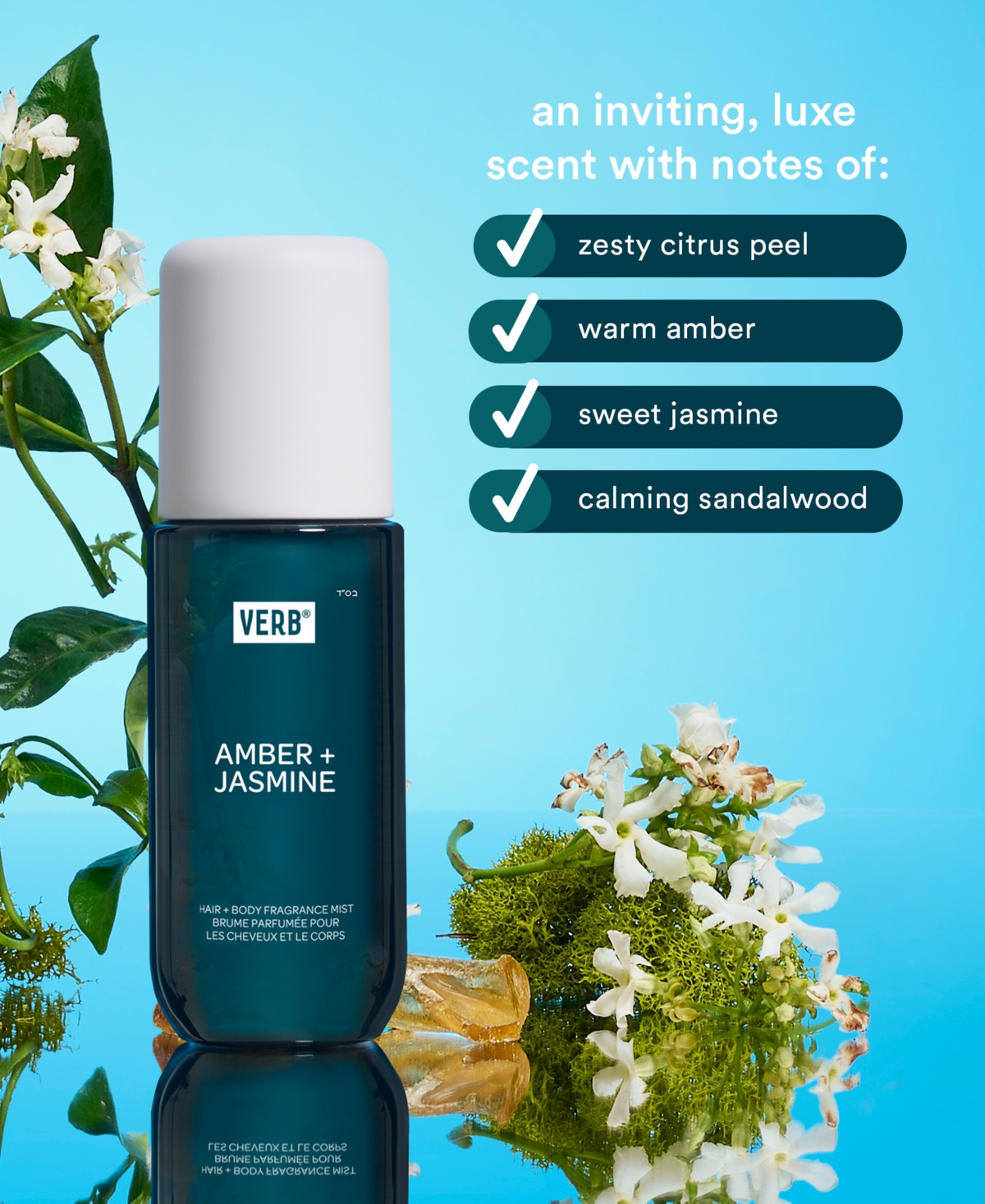 Verb Amber + Jasmine Hair & Body Fragrance Mist, 5 Oz. In Transparent
