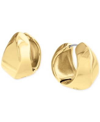 Calvin Klein - Small Logo-Etched Sculpted Hoop Earrings, 0.91"