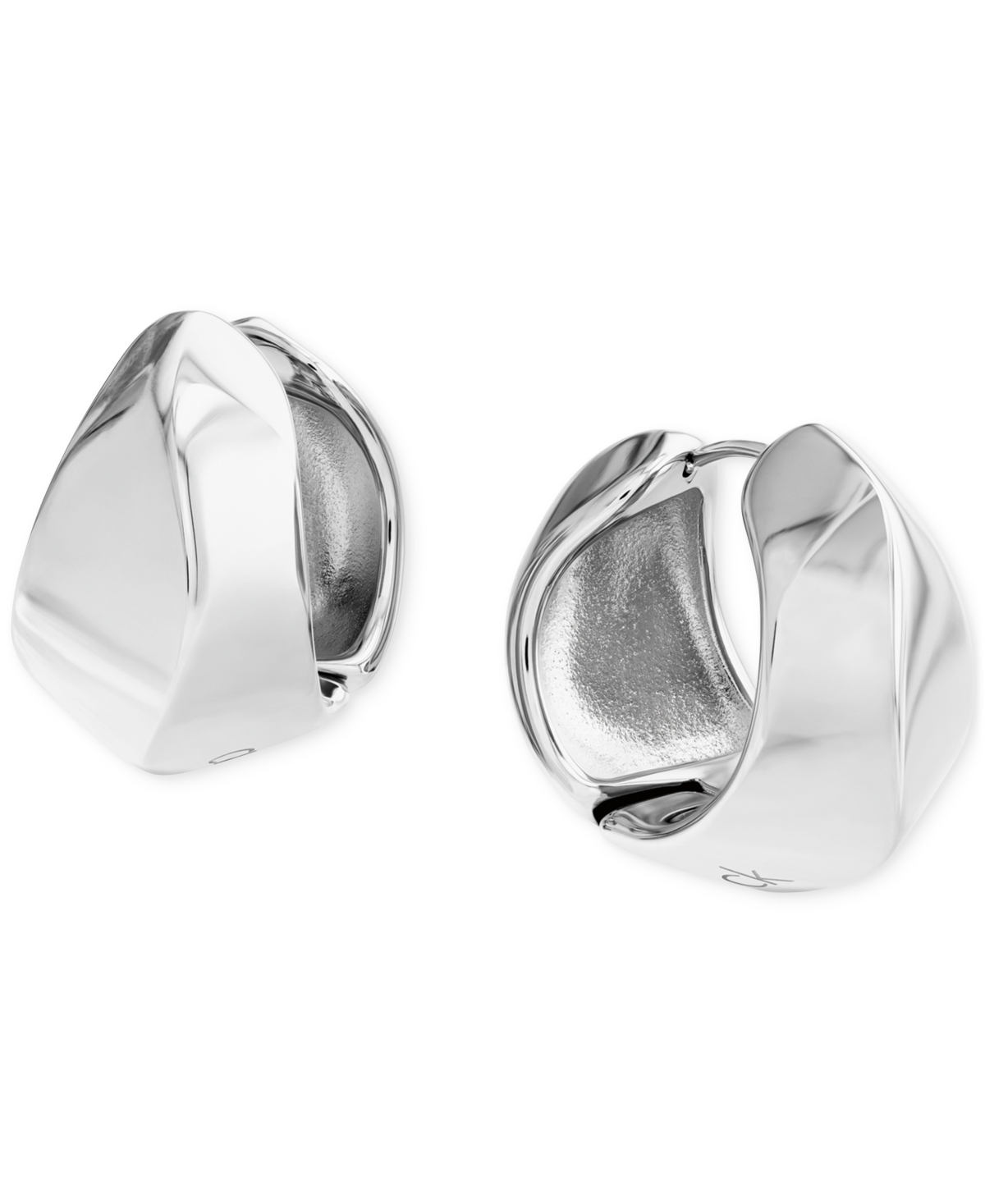 Small Logo-Etched Sculpted Hoop Earrings, 0.91" - Gold