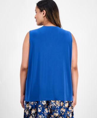 Plus Size Sleeveless Knot-Neck Top