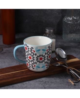 Geo Floral Mugs, Set of 4