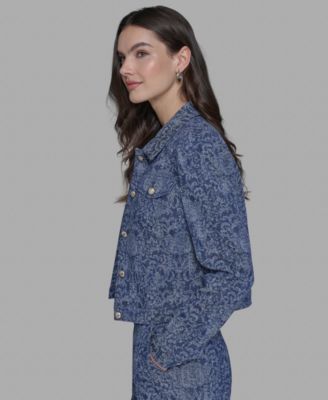 Petite Printed Button-Front Jacket