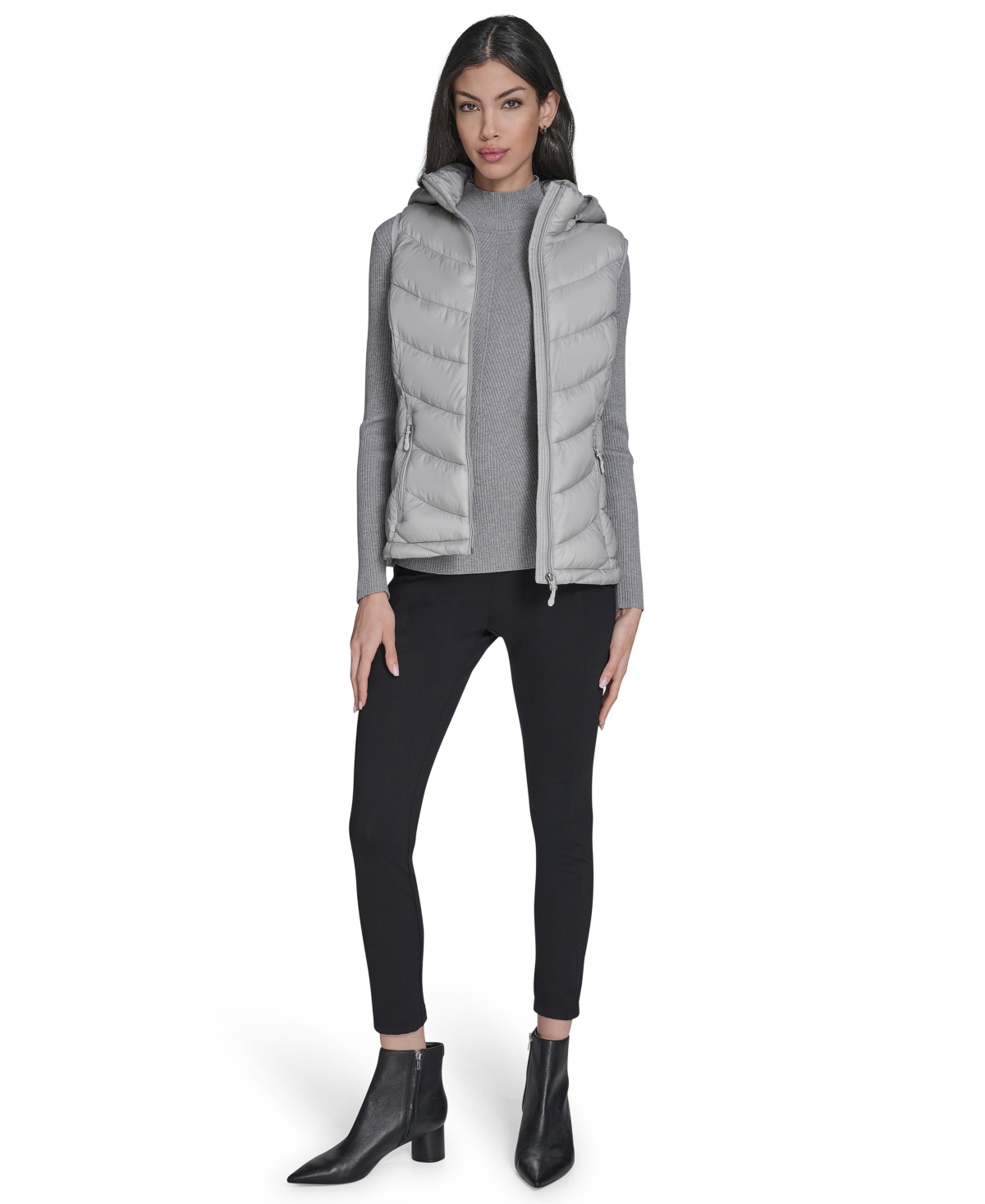 Charter Club Women's Packable Hooded Puffer Vest, Created For Macy's In Silver