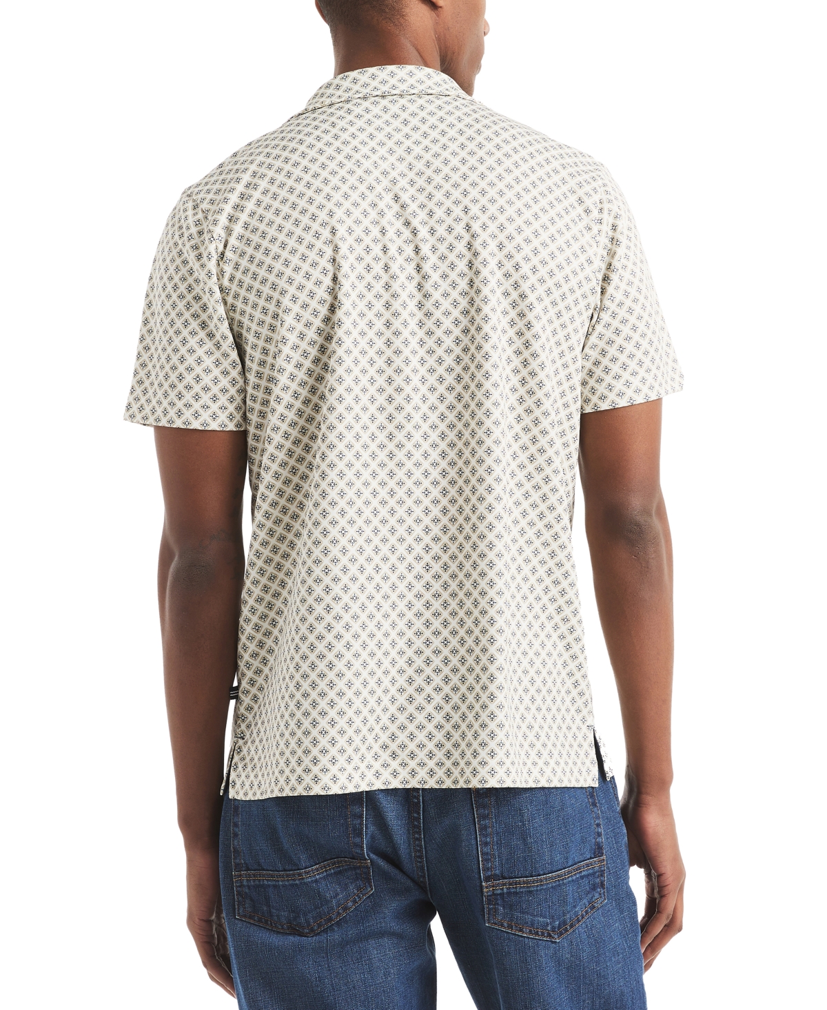 Nautica Men's Printed Classic-fit Performance Button-down Shirt In White