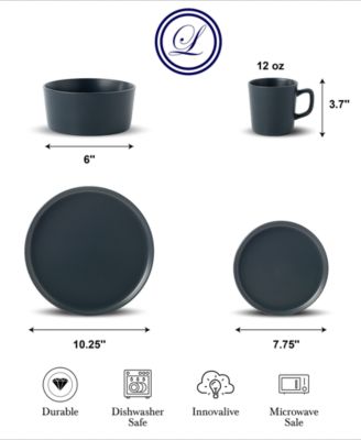 Grey 16-Pc. Dinnerware Set, Service for 4