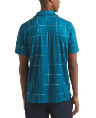 Men's Short Sleeve Windowpane Golf Polo Shirt