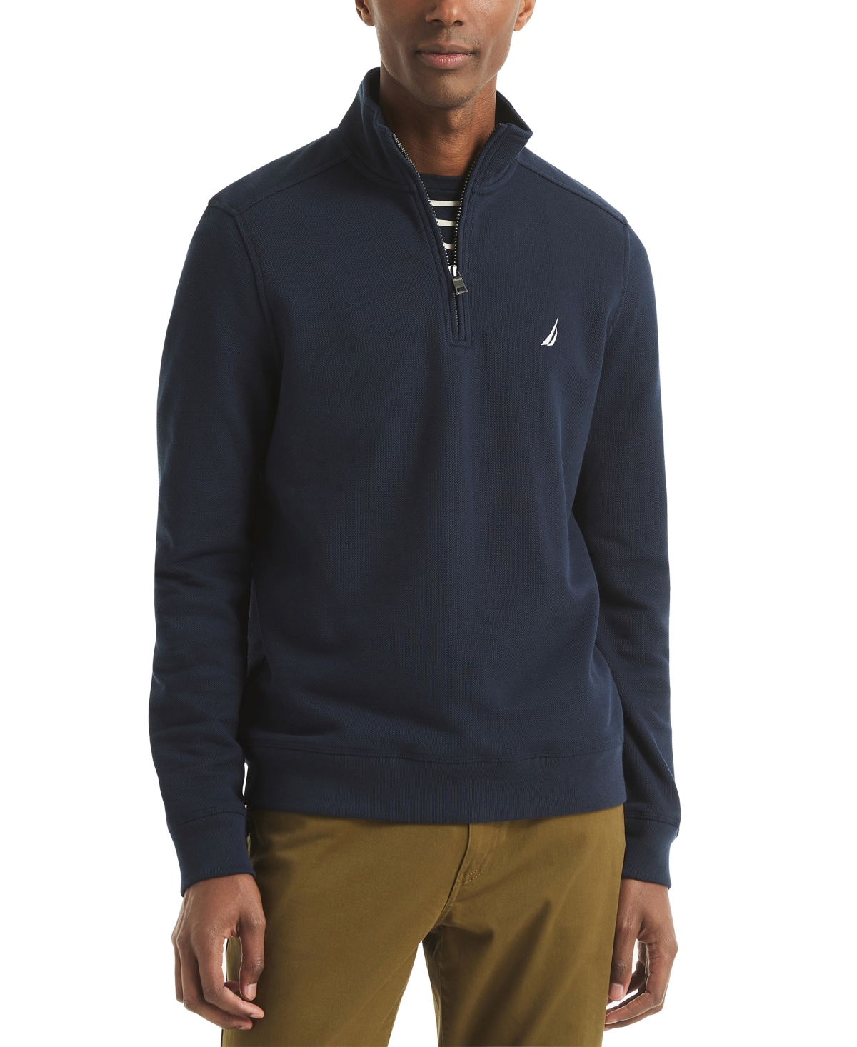 Nautica Mens Quarter-zip Fleece Sweatshirt In Blue
