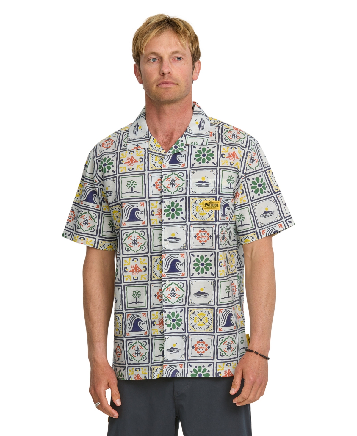 Men's Baja Casual Short Sleeve Shirt - Off White