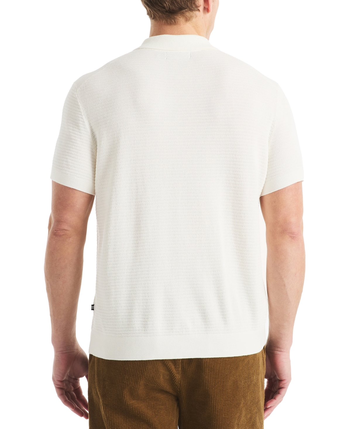 Nautica Mens Textured Sweater Polo In White