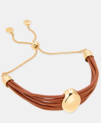 Style & Co - Gold-Tone Leather Slider Bracelet