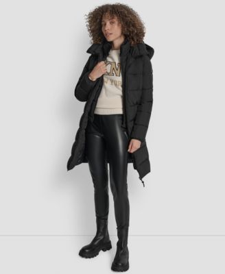 Women's Bibbed Hooded Zip-Front Puffer Coat