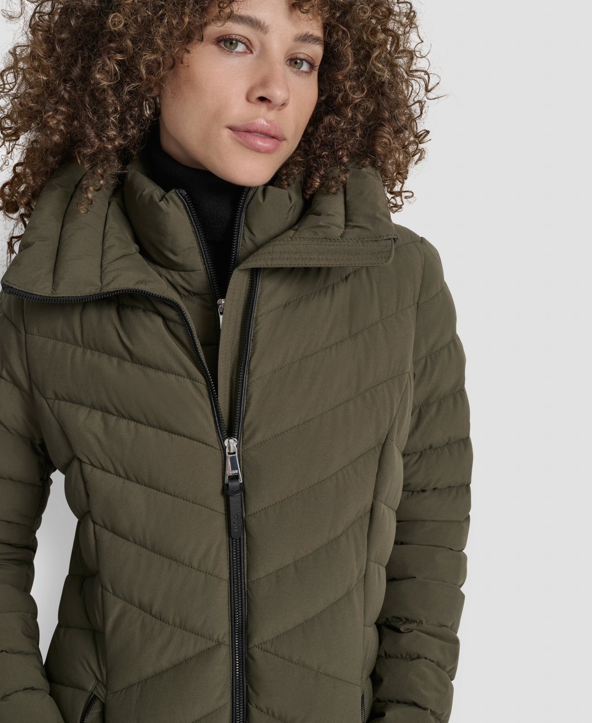 Dkny Women's Bibbed Packable Puffer Coat In Green