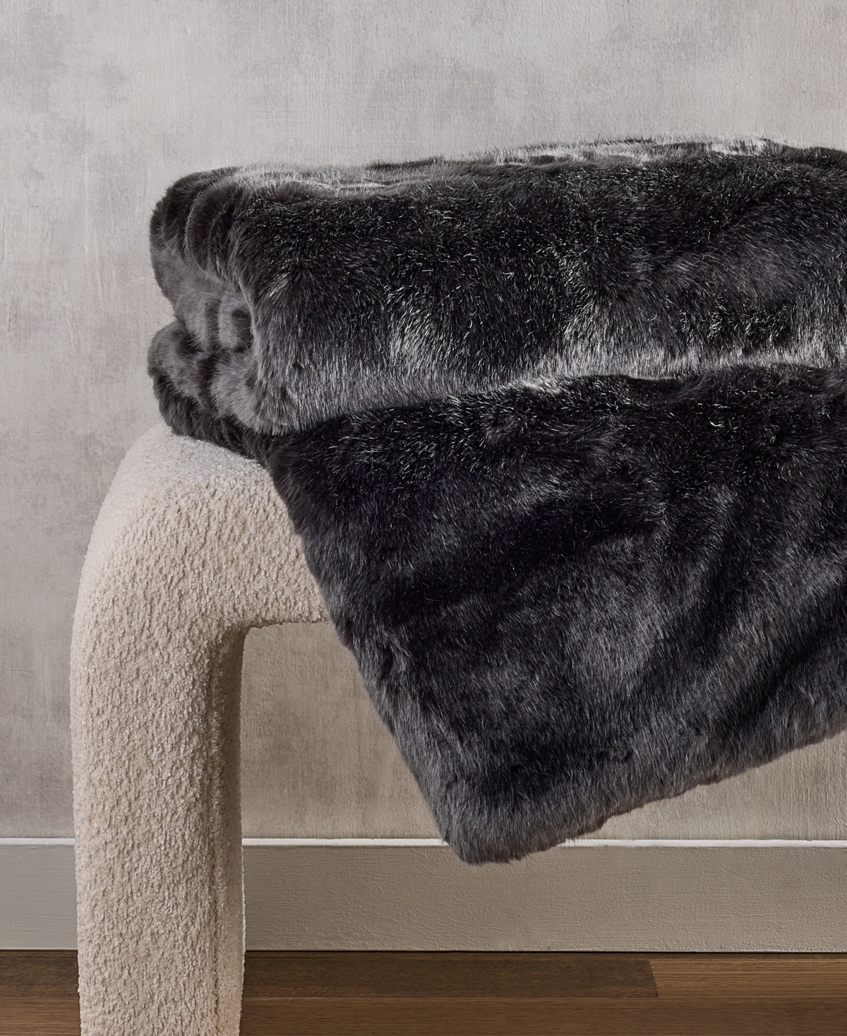 Hotel Collection Lynx Faux Fur Throw, 50" X 60", Exclusively At Macy's In Gray