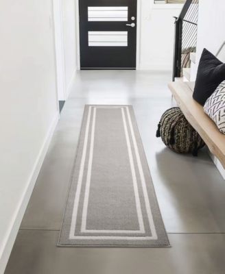 Double Line Border Tufted Runner Rug, 30" x 120"
