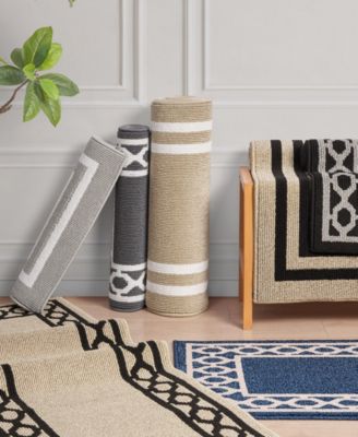 Double Line Border Tufted Runner Rug, 30" x 144"