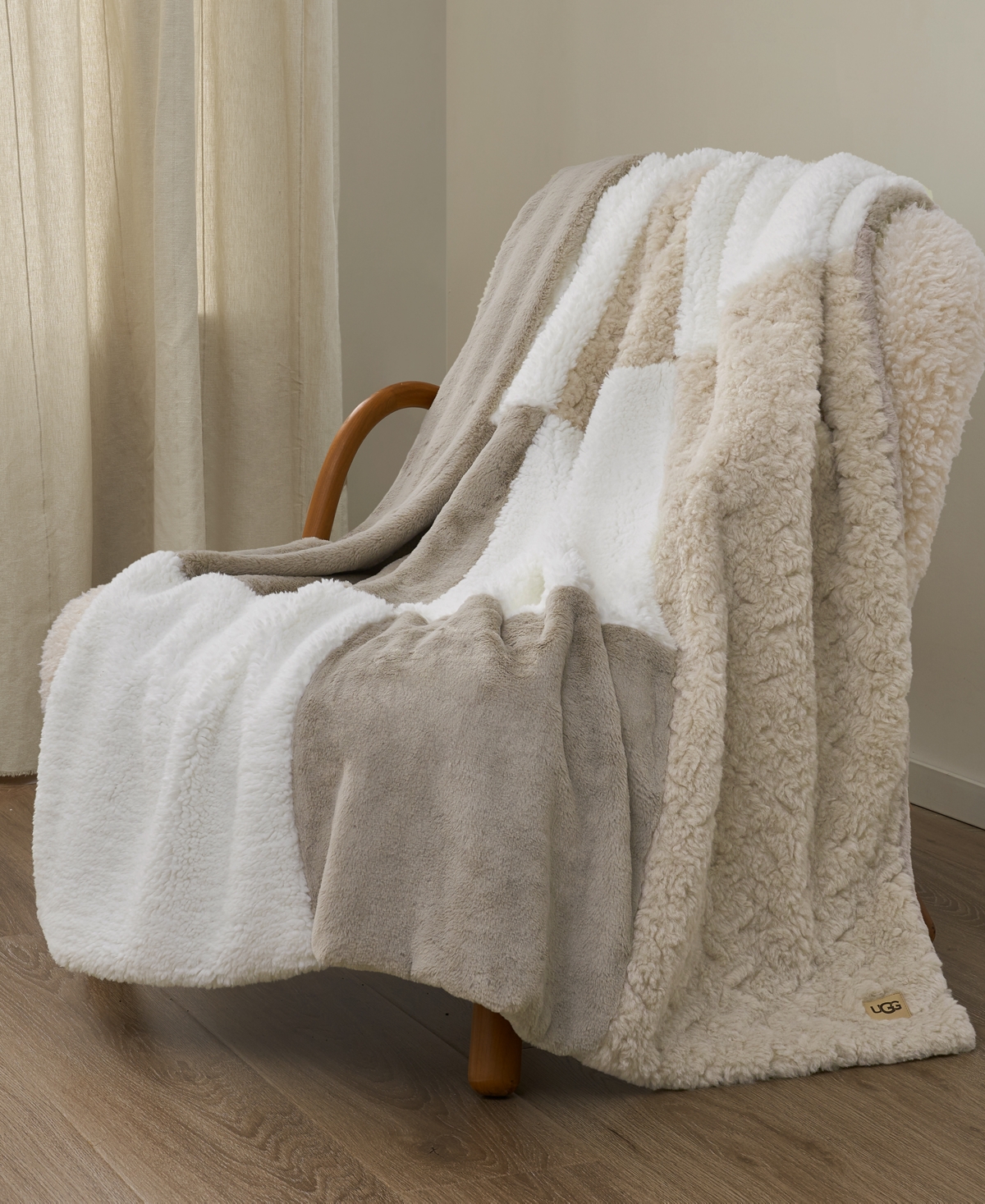 Ugg Orly Mixed Faux-fur Throw, 50" X 70" In White