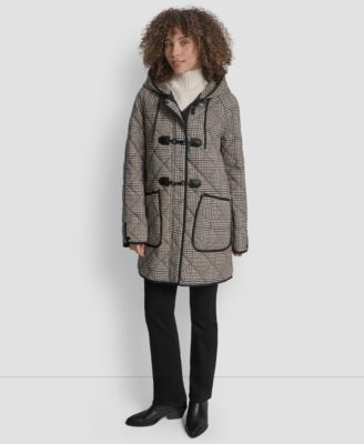 DKNY Women's Hooded Toggle Quilted Coat - Macy's