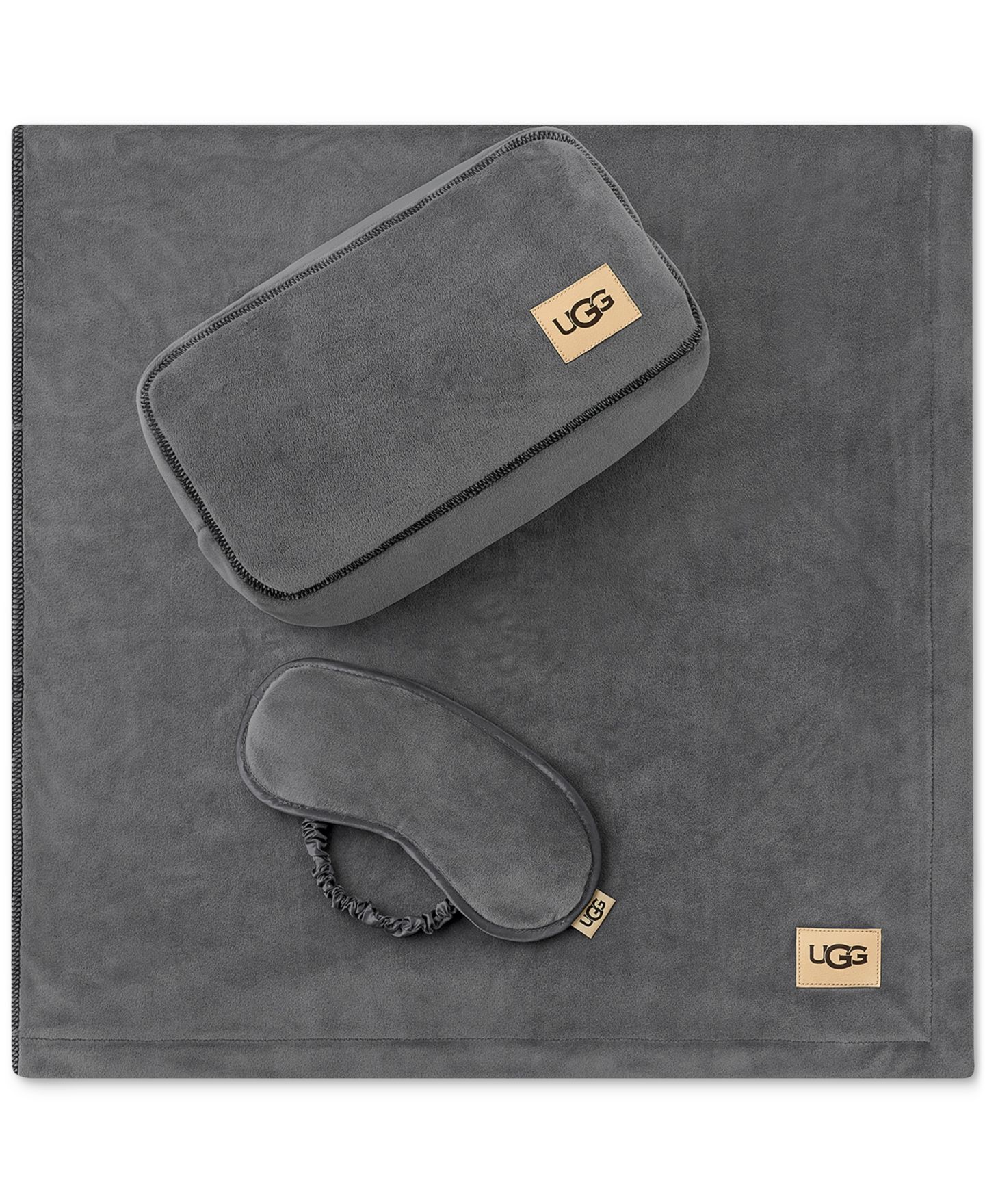 Пледы UGG® Raegan 3-Piece Throw, Eye Mask and Case Gift Set, цвет: Угольный — фото 1