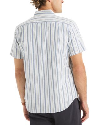 Men's Short Sleeve Striped Button-Down Oxford Shirt