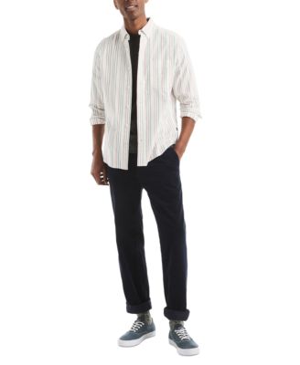 Men's Long Sleeve Striped Button-Down Shirt