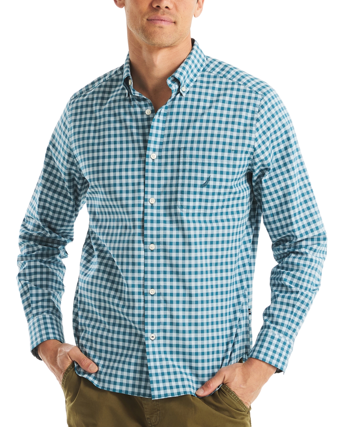Nautica Men's Long Sleeve Check Button-Down Shirt