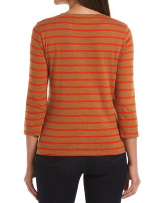 Petite Cotton Knit 3/4 Sleeve Henley Top