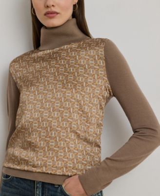 Women's Geo-Print Wool-Blend Turtleneck Sweater