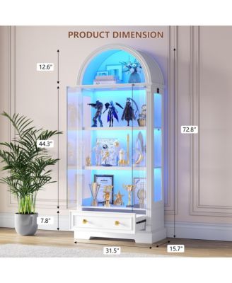 Arched Glass Display Cabinet with LED Motion Sensor Light