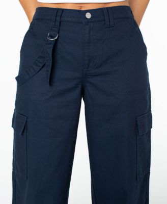 Juniors' Cargo Strap Wide-Leg Pants
