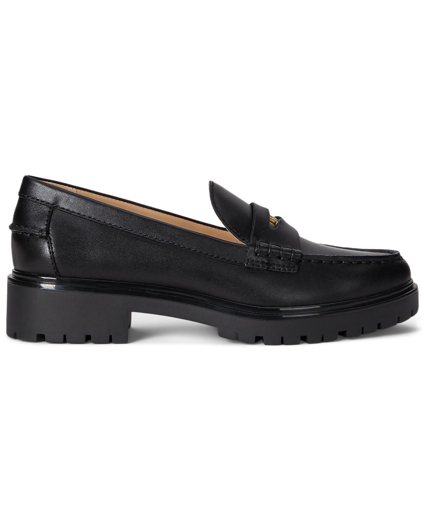 Женские туфли Lauren Ralph Lauren Marli Penny Slip-On, цвет: Чёрный кожаный — фото 2