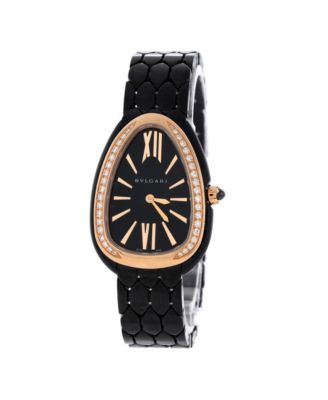 Serpenti Seduttori Quartz Watch in Ceramic and Rose Gold with Diamond Bezel 25mm