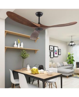 60-inch lampless ceiling fan, for indoor and outdoor, with remote control, reversible DC motor, wood noiseless