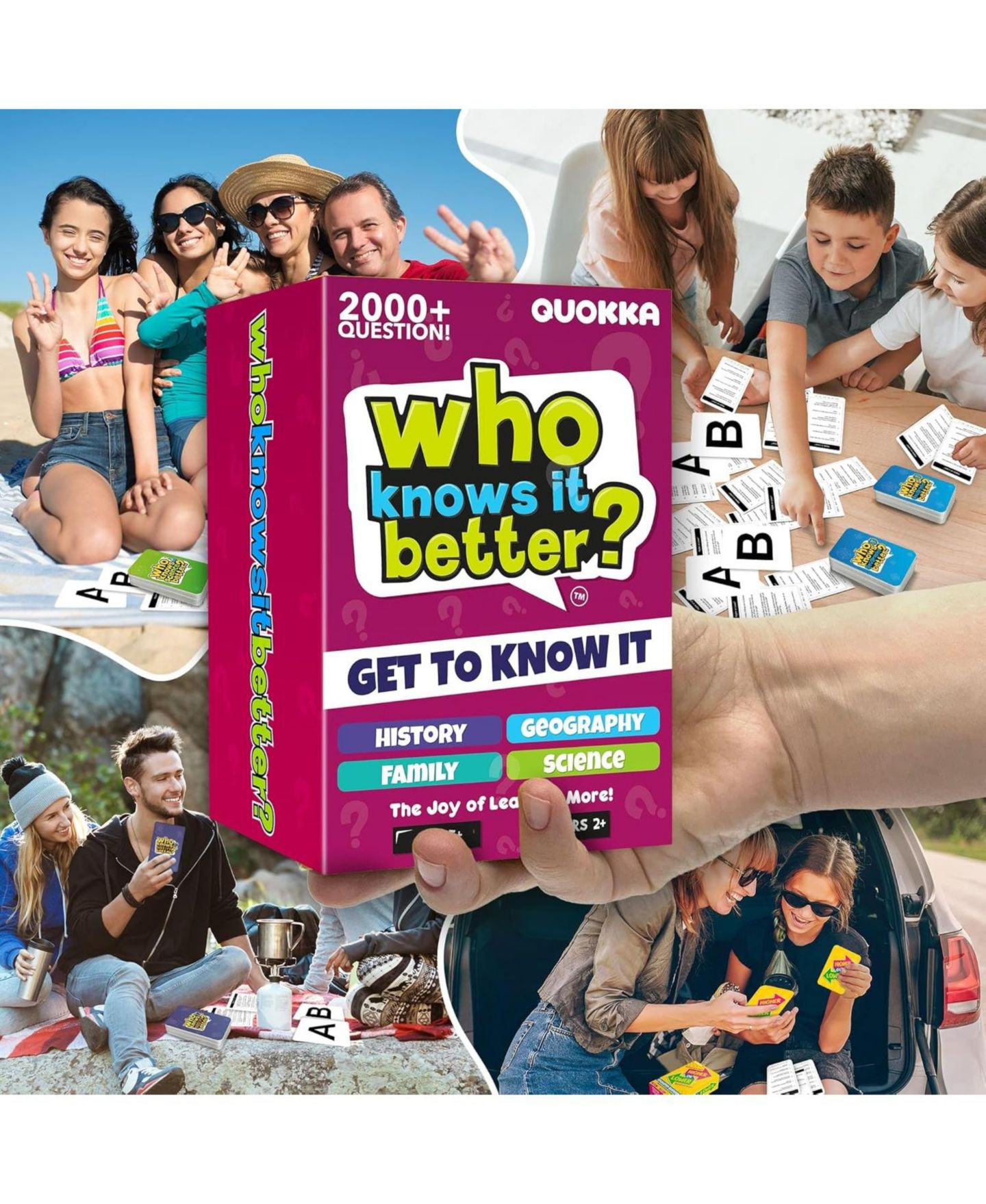 Детская карточная игра Quokka Who Knows Me Better 500+ Questions Card Game, Ages 8+, цвет: 4 Games Set — фото 6