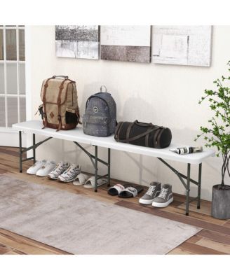 2PCS 6 ft Plastic Folding Bench w/ 1320 LBS Capacity Handle & Lock For Outdoor