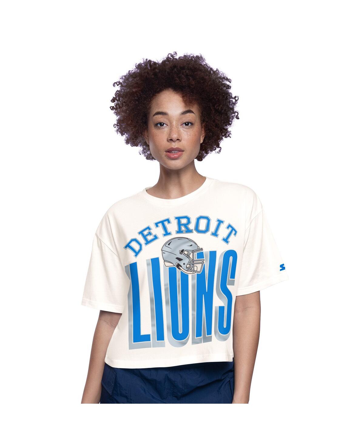 Women'sÂ Cream Detroit Lions Throwback Play the Ball Boxy Cropped T-Shirt - Cream