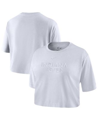 Nike - Women's&nbsp;White Indiana Fever Basketball Tonal Wordmark Cropped T-Shirt