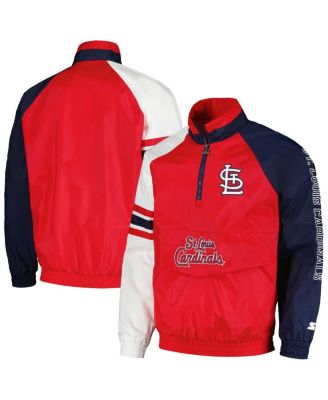 Starter - Men's Red/Navy St. Louis Cardinals Elite Raglan Half-Zip Jacket
