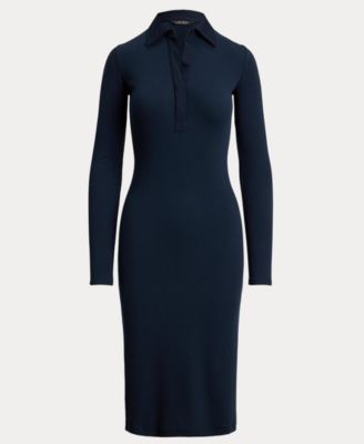 Women's Rib-Knit Cotton-Blend Polo Dress