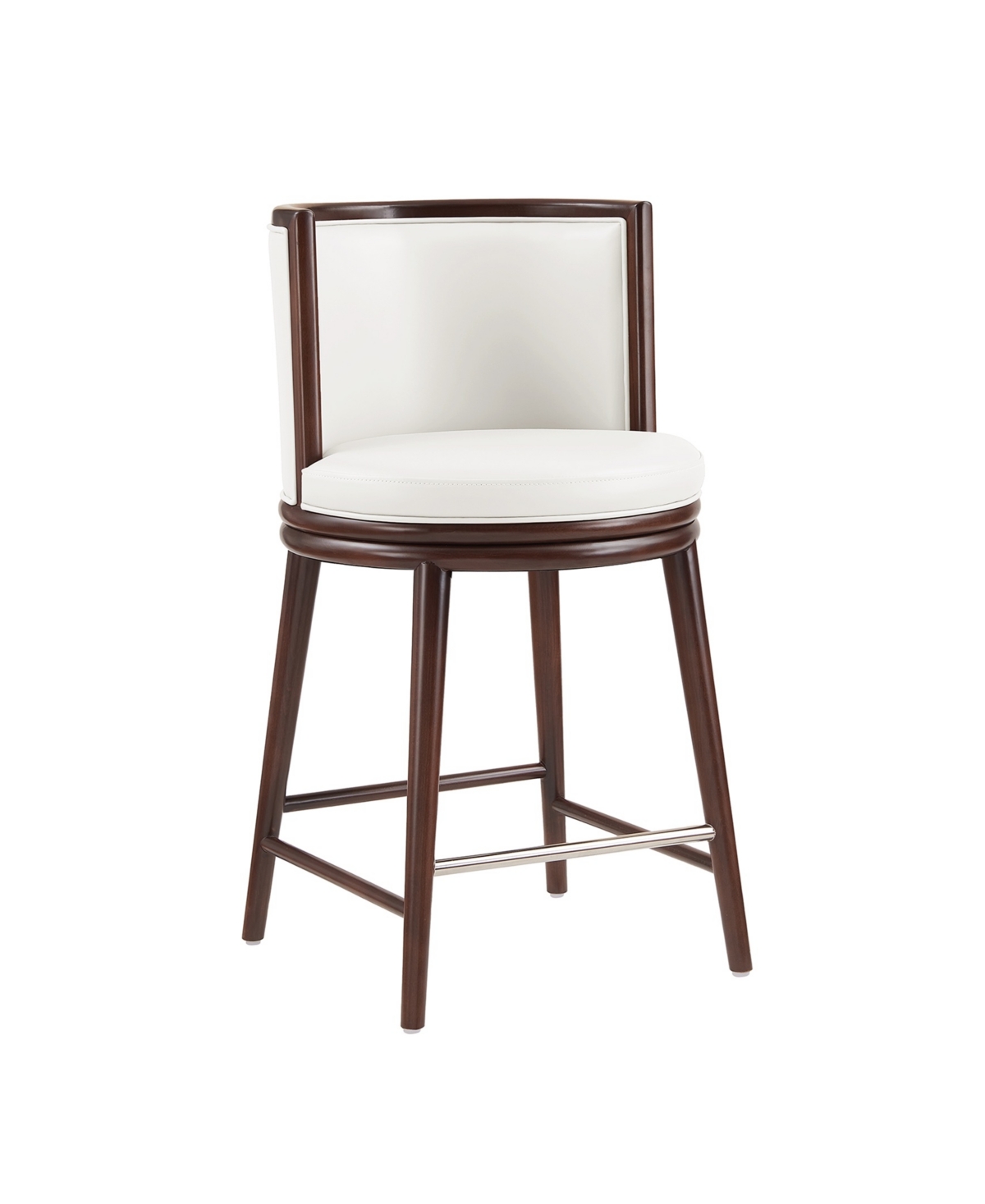 Manhattan Comfort 37.6" Evalyn Faux Leather Upholstered Counter Stool In White