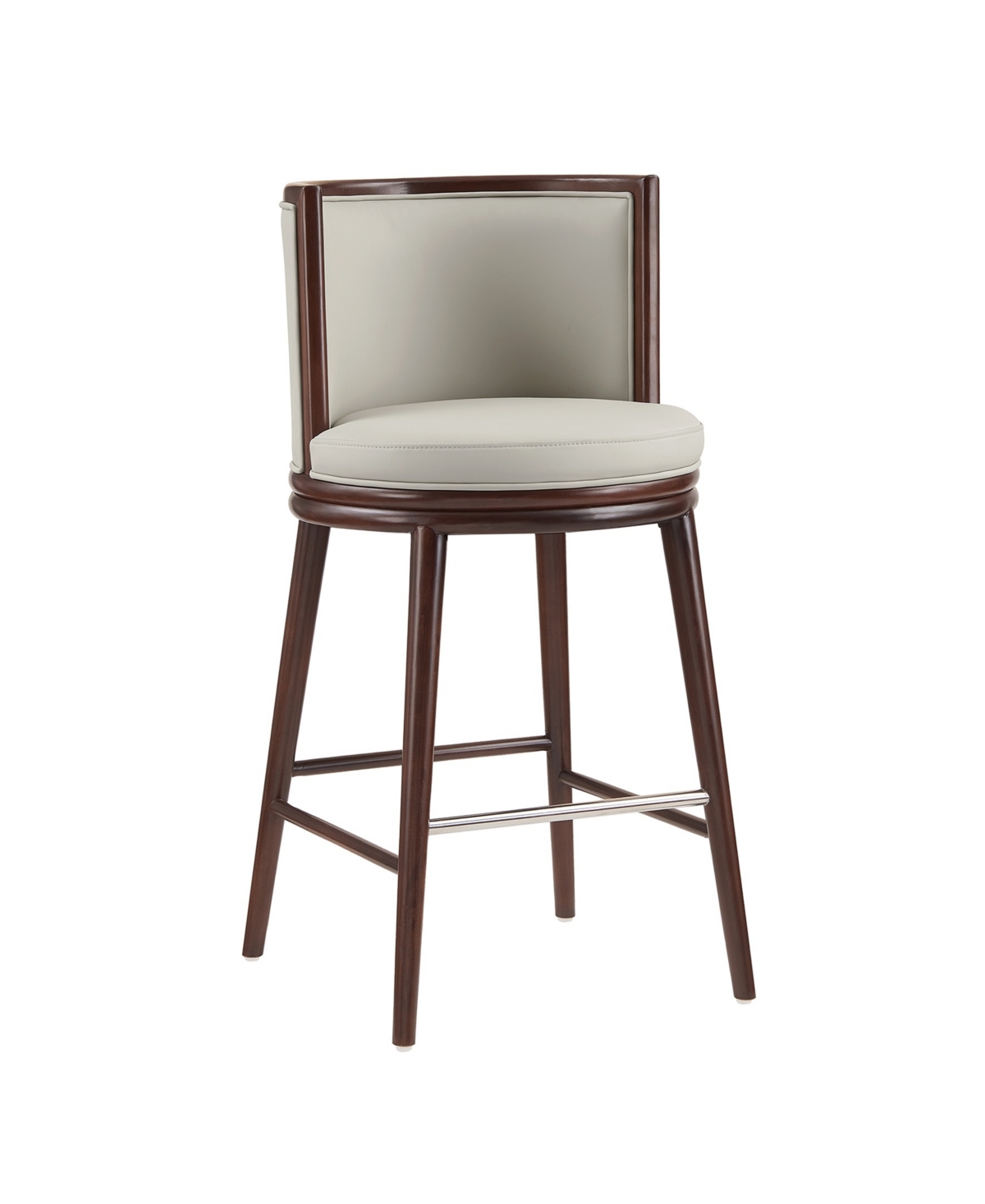 Manhattan Comfort 40" Evalyn Faux Leather Upholstered Barstool In Gray