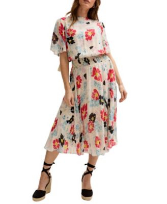 Women's Galaxy Cowl Neck Poppy Print Midi Dress