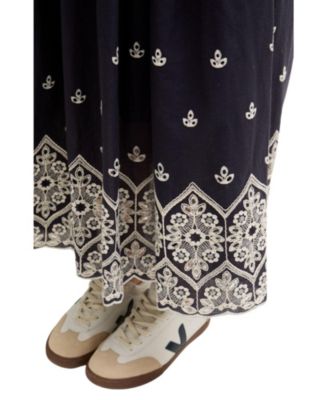 Women's Cora Sleeveless Jersey Bodice Embroidered Midi Dress