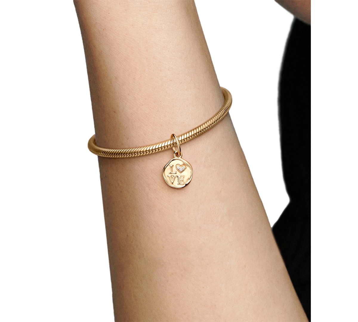Pandora Cubic Zirconia Love Dangle Charm In Gold