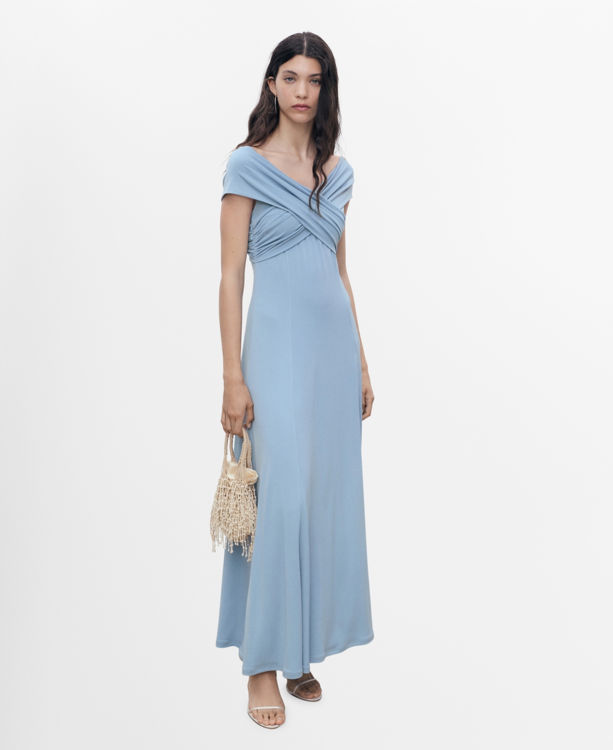 Mango Women's Crossover Neckline A-Line Dress