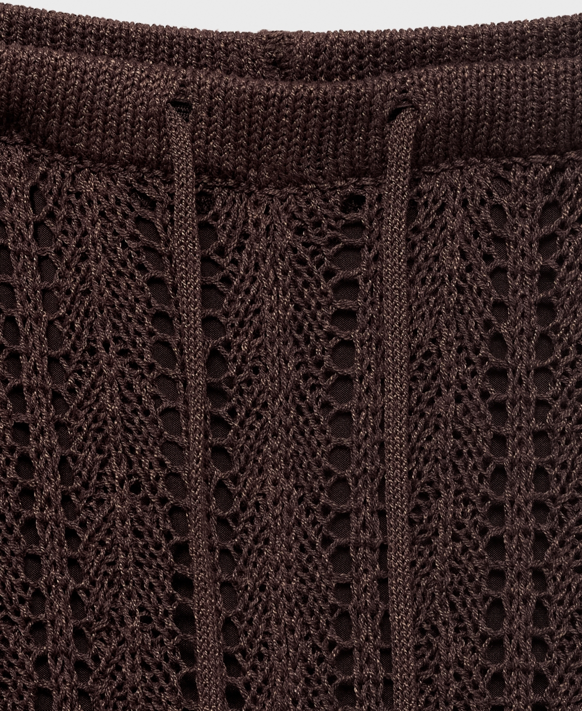 Mango Openwork Knit Pull-on Straight Leg Pants In Brown