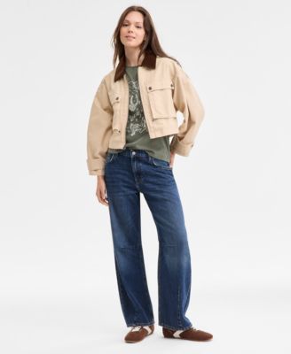 Women's Mid-Rise Barrel Wide-Leg Jeans